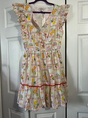 Rachel Zoe White Orange & Floral Ruffle Sundress